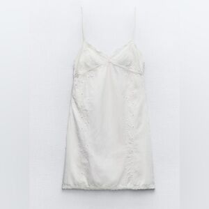 Zara short embroidered white dress - size M